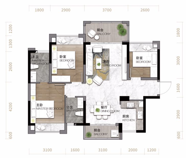 三里深境 B户型 97㎡