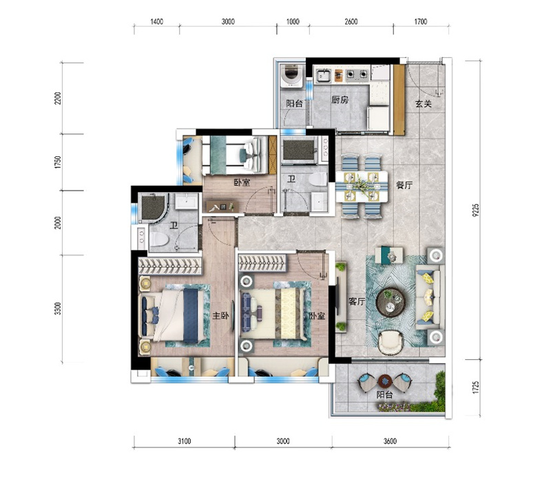 碧桂园云玺公馆 9 7 ㎡