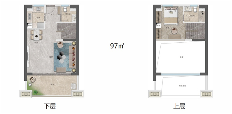大中华幸福城 复式 9 7 平米