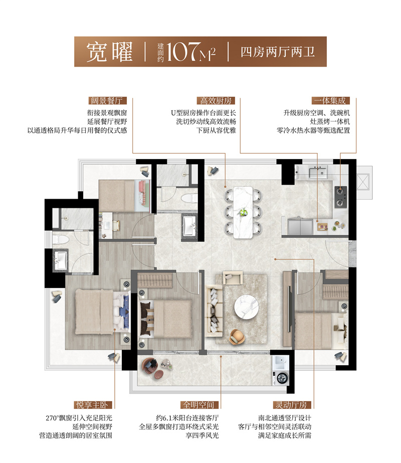 金地启曜府  1 0 7 平米