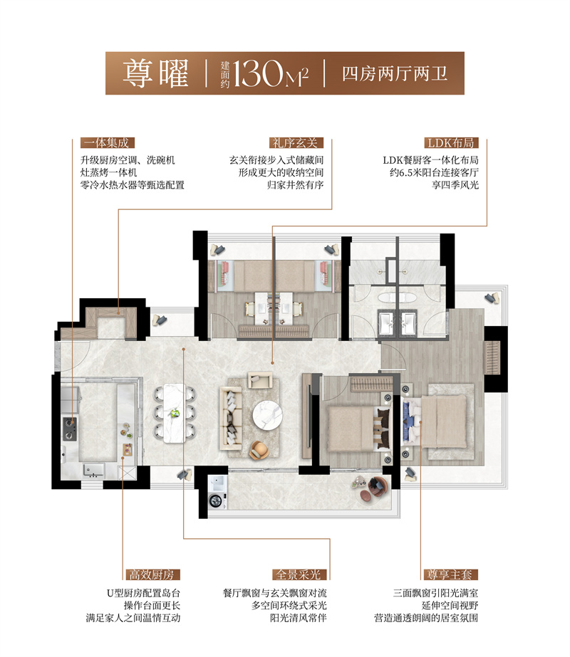 金地启曜府  1 3 0 平米